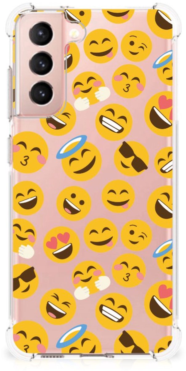 Samsung Galaxy S21 FE Doorzichtige Silicone Hoesje Emoji