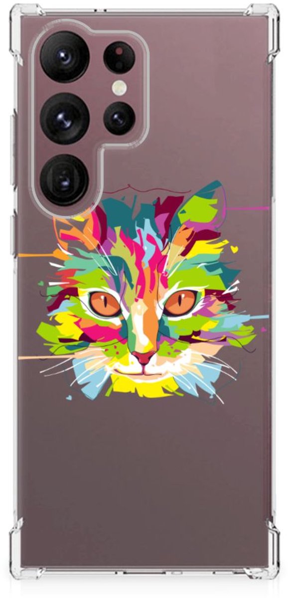 Samsung Galaxy S23 Ultra Stevig Bumper Hoesje Cat Color