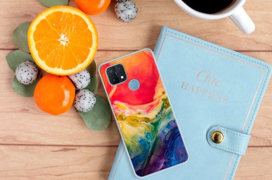 TPU Bumper Silicone Étui Housse pour OPPO A15 Coque Aquarelle Noir