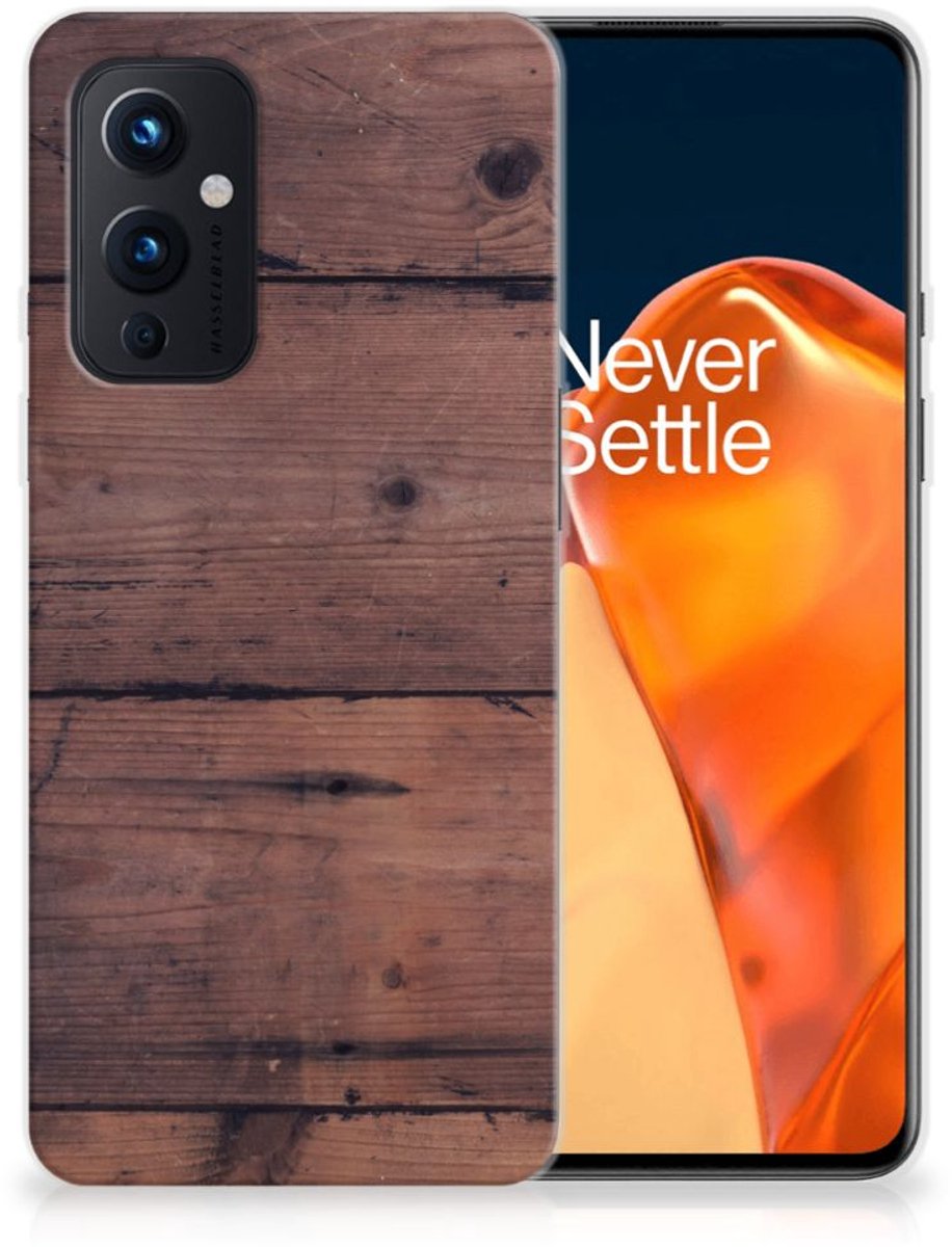 TPU Hoesje voor OnePlus 9 Bumper Hoesje Old Wood
