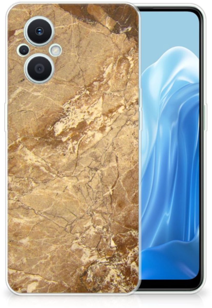 Back Cover voor OPPO Reno8 Lite TPU Siliconen Hoesje Marmer Creme