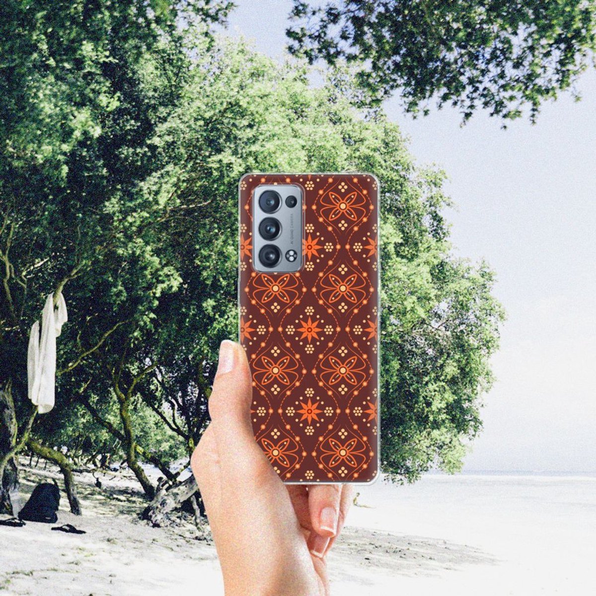 OPPO Reno 6 Pro Plus 5G TPU bumper Batik Brown