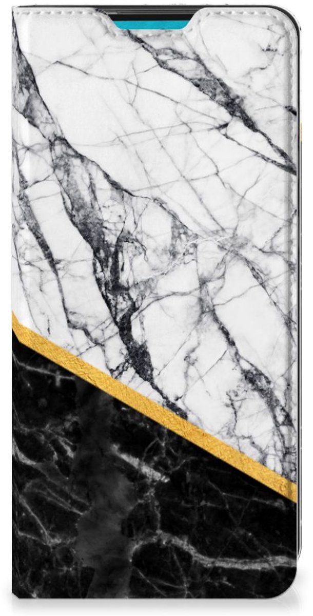 Samsung Galaxy A73 Standcase Marmer Wit Zwart - Origineel Cadeau Man
