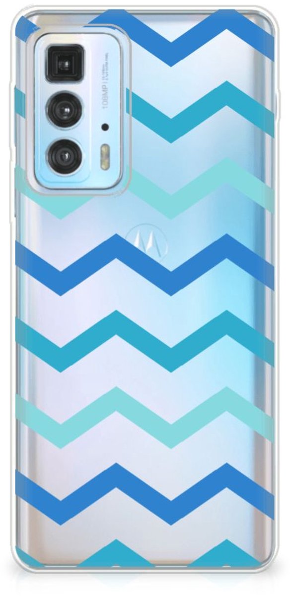 Motorola Edge 20 Pro TPU bumper Zigzag Blauw