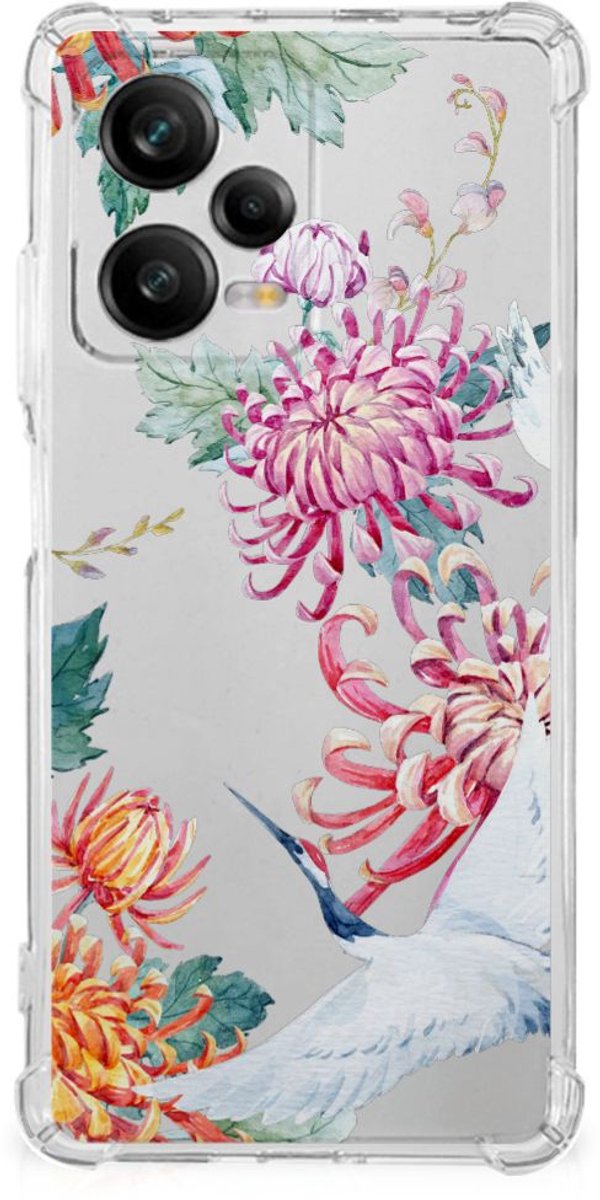 Xiaomi Redmi Note 12 Pro Plus Case Anti-shock Bird Flowers