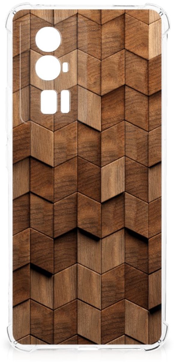 Stevig Telefoonhoesje voor Xiaomi Poco F5 Pro Wooden Cubes