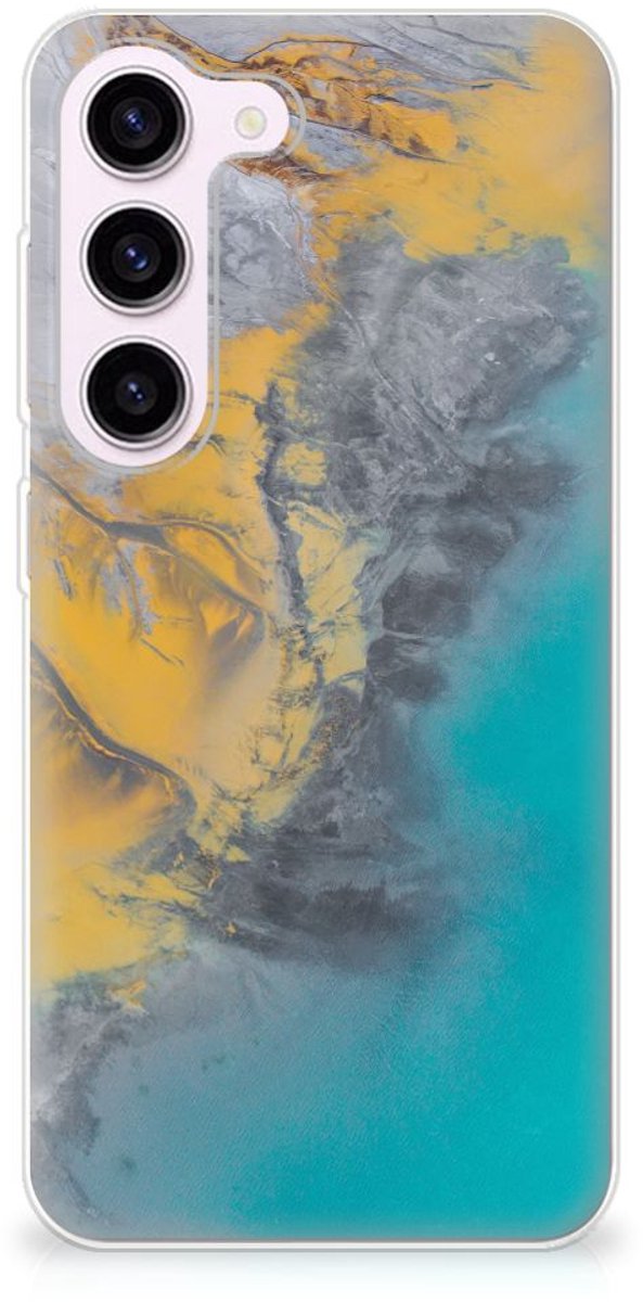Samsung Galaxy S23 TPU Siliconen Hoesje Marble Blue Gold