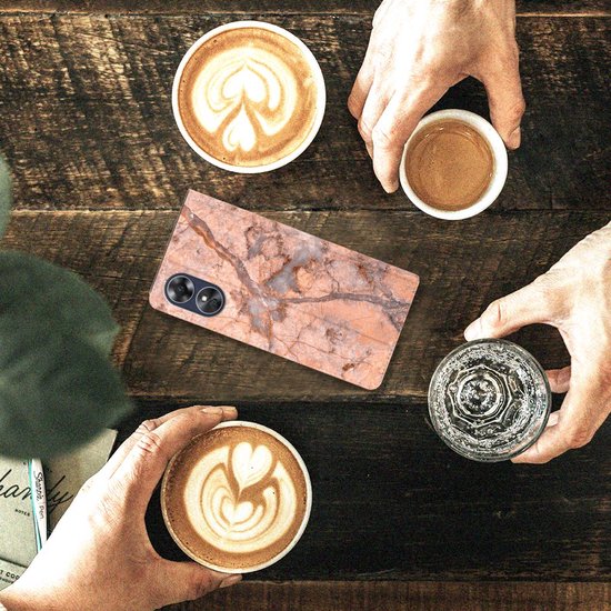 Coque Téléphone OPPO A17 Wallet Book Case Marbre Oranje