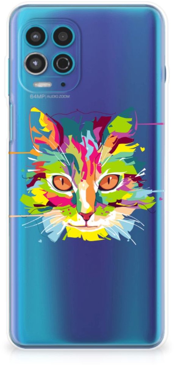 Motorola Moto G100 Telefoonhoesje met Naam Cat Color