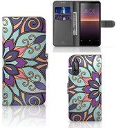 Protecteur Flip Housse Sony Xperia 10 II Coque Téléphone Fleur Mauve