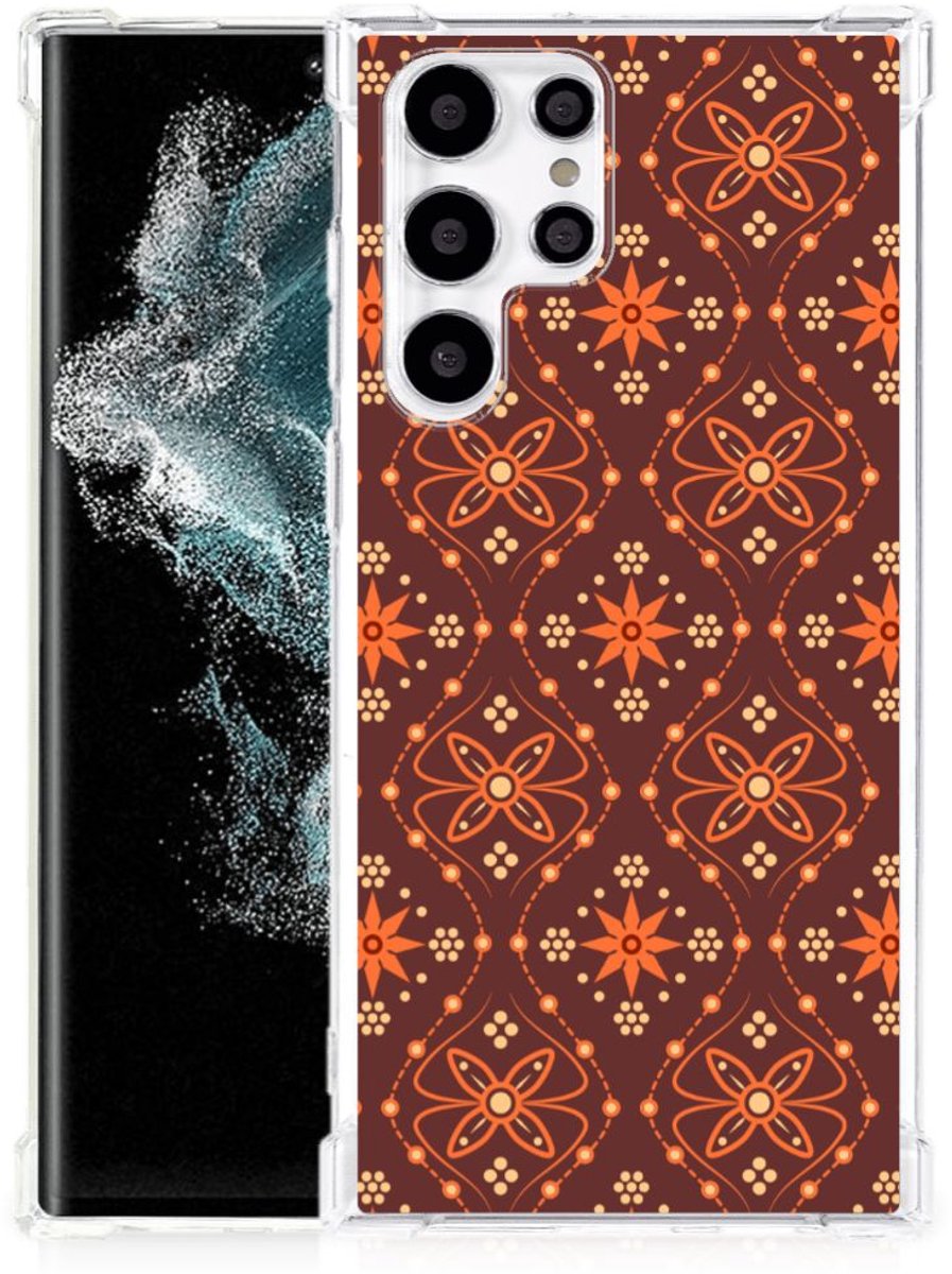 Samsung Galaxy S22 Ultra Doorzichtige Silicone Hoesje Batik Brown