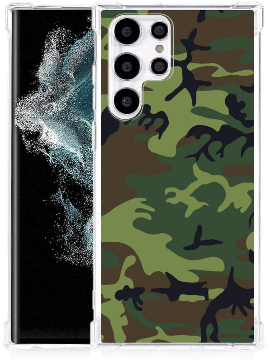 Samsung Galaxy S22 Ultra Doorzichtige Silicone Hoesje Army Dark