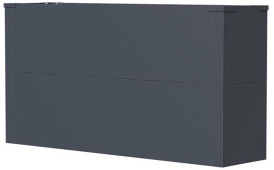 Donkergrijze plantenbak van 100 x 25 x 52 cm, met twee horizontale vlakken.