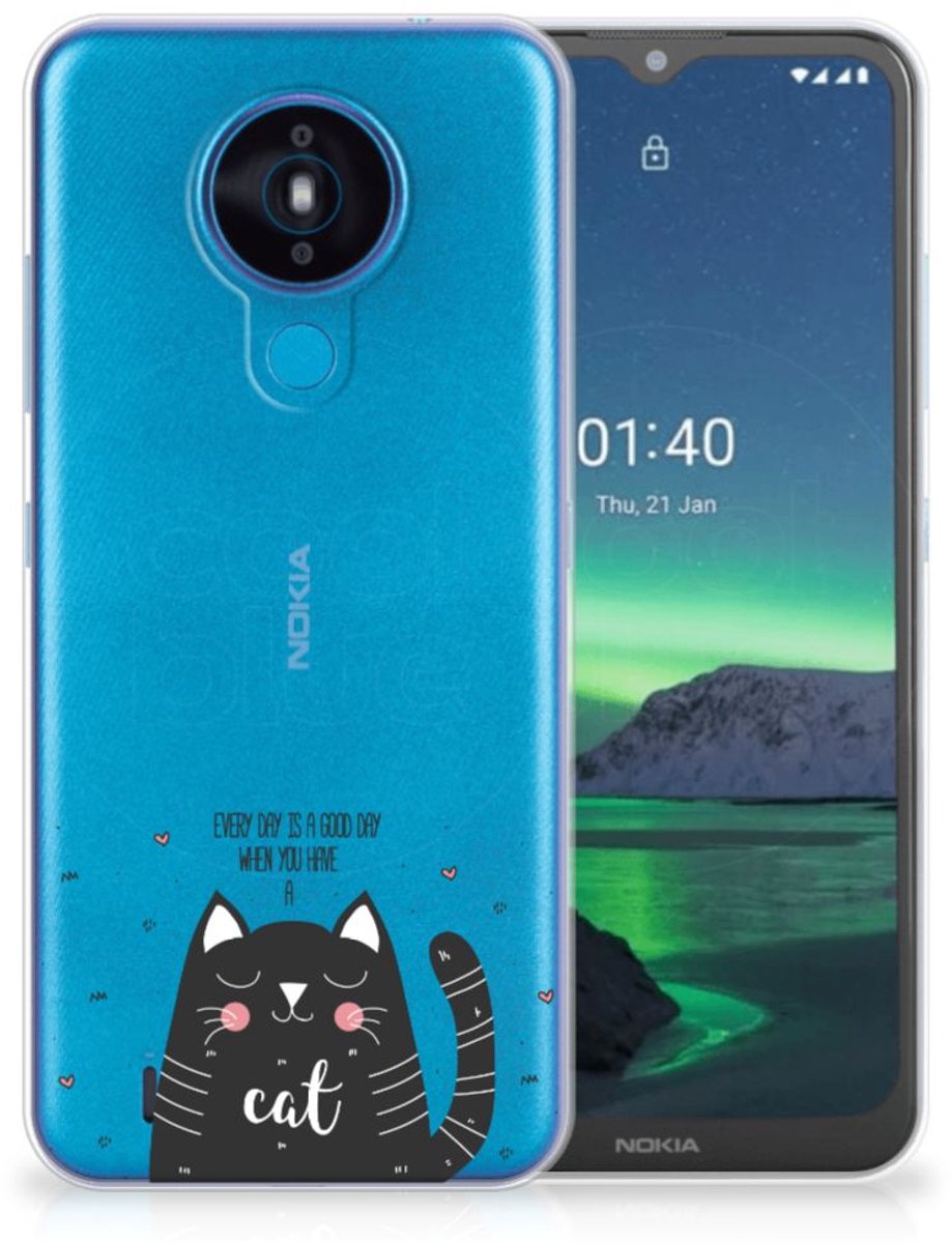 Nokia 1.4 Telefoonhoesje met Naam Cat Good Day