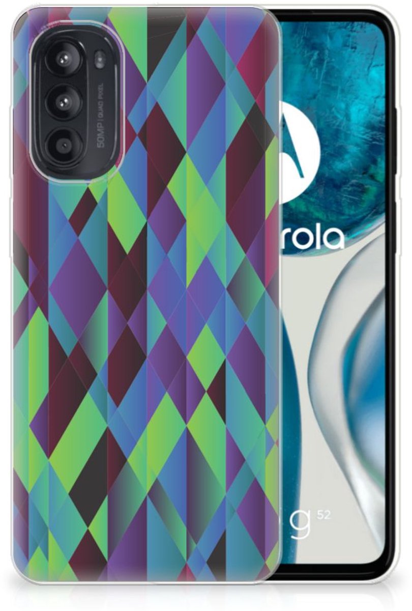 Motorola Moto G52/G82 TPU Hoesje Abstract Green Blue