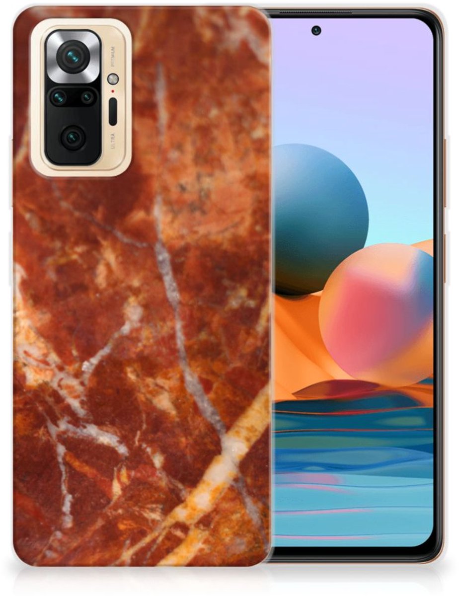 Xiaomi Redmi Note 10 Pro TPU Siliconen Hoesje Marmer Bruin