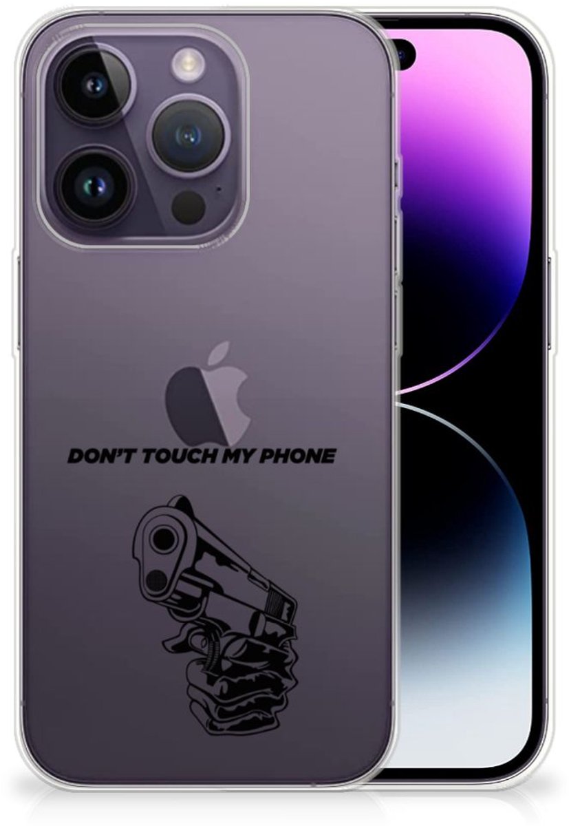 Apple iPhone 14 Pro Silicone-hoesje Gun Don't Touch My Phone