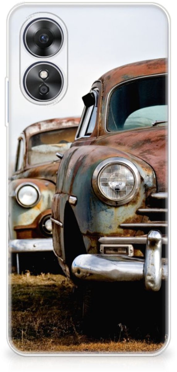 OPPO A17 Siliconen Hoesje met foto Vintage Auto