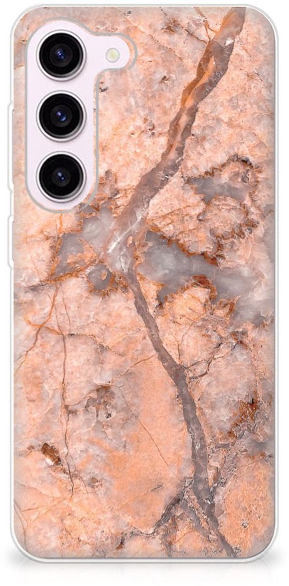 Samsung Galaxy S23 TPU Siliconen Hoesje Marmer Oranje