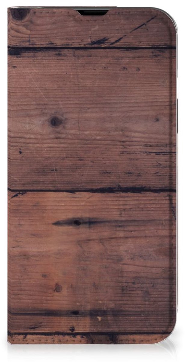 iPhone 14 Book Wallet Case Old Wood