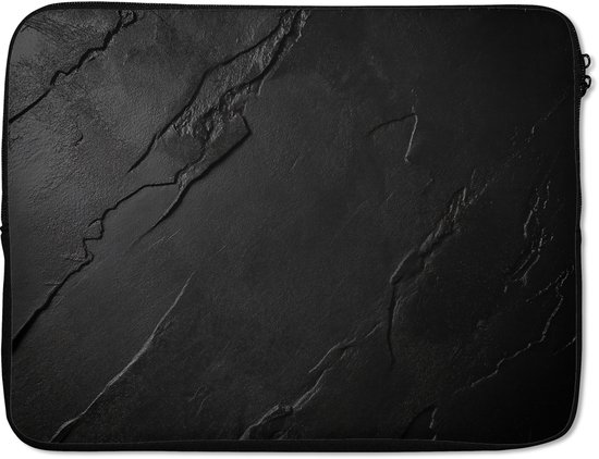 Laptophoes 17 inch - Zwart - Steen - Beton print - Laptop sleeve - Binnenmaat 41x28 cm - Zwarte achterkant