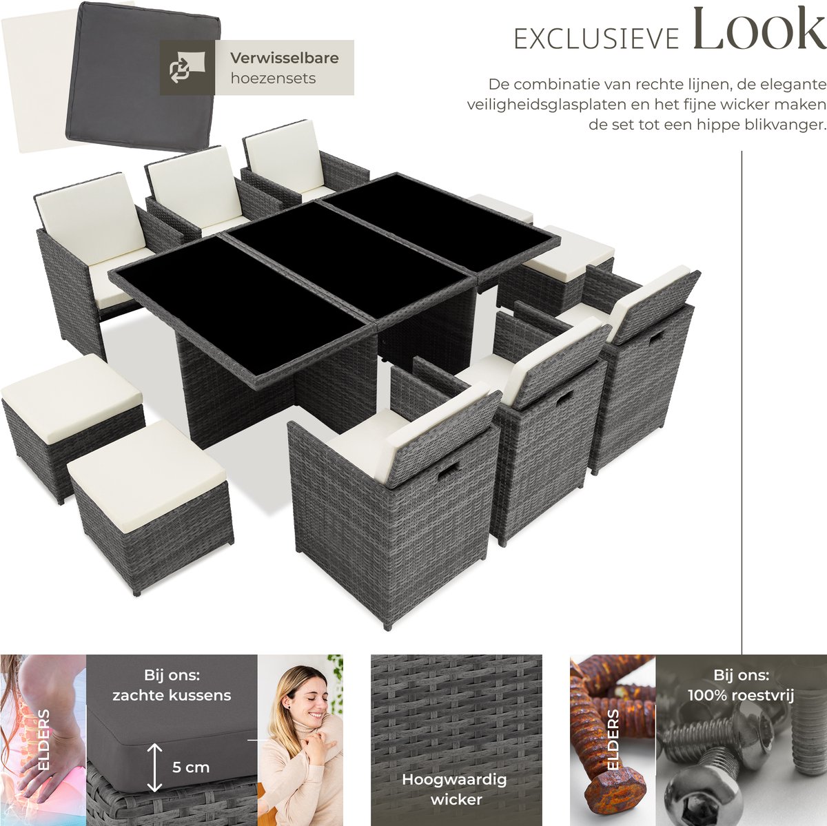 tectake tectake Wicker Loungemeubelset - afbeelding 4