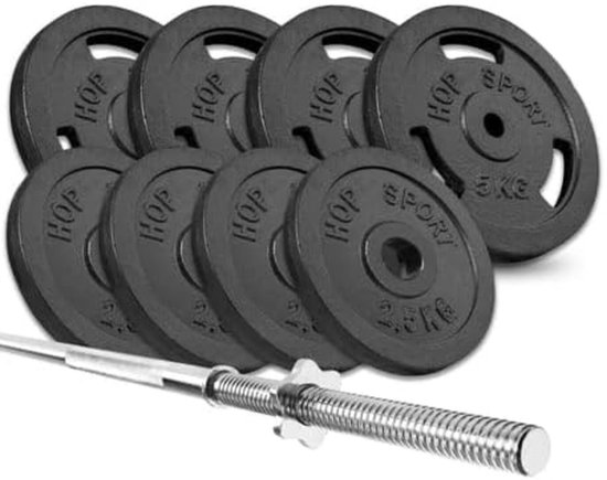 Barres D'haltères Chargeables 40,6 Cm – Poignée Olympique Pour Plaques 5,1 Cm, Charge Max 90,7 Kg, Roulements En Laiton, Grip Moleté – Idéal Maison Et Muscu
