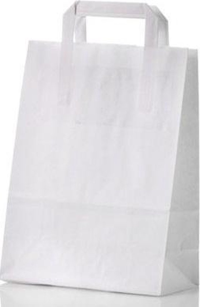 Image of 50x papieren tassen met plat handvat wit 22x10x28cm - bol.com