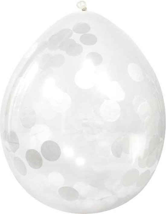 12x Transparante ballon witte confetti 30 cm - Bruiloft/huwelijk decoratie