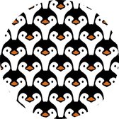 Mat, Vloermat, Vloerkleed, Tapijt, Kind - Kinderkamer Pinguin - Rond - Wasbaar - Antislip - 75 x 75 cm
