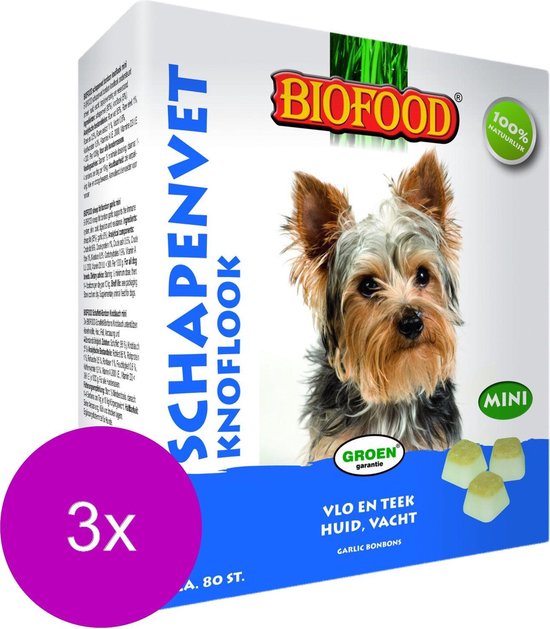 Helm Habitat Verborgen Biofood Mini Schapenvetbonbons met Knoflook - Hond - Voedingssupplement - 3  x 80 bonbons | bol.com