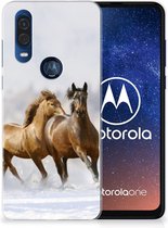 Protection Housse pour Motorola One Vision Coque Téléphone Les Chevaux