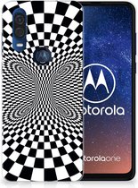 TPU Hoesje Motorola One Vision zwart-wit Design Illusie