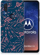 Back Case Motorola One Vision TPU Siliconen Hoesje Palm Leaves
