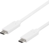 DELTACO USBC-1126 USB-C naar USB-C SuperSpeed kabel 3A 60W (3.1 Gen 2) - 50cm - Wit