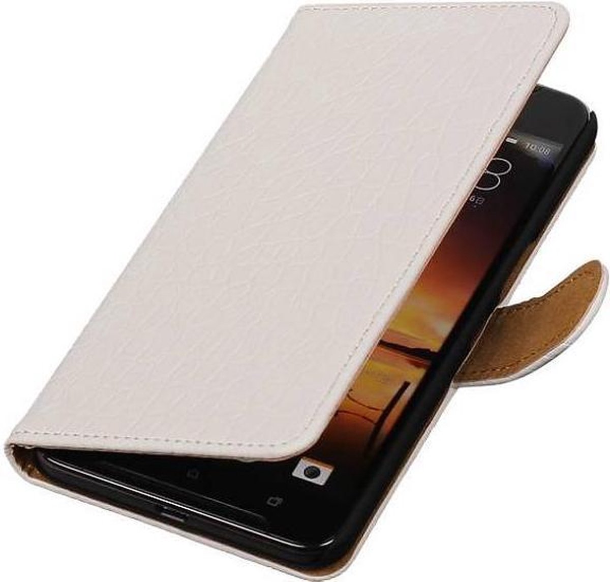 Croco Bookstyle Wallet Case Hoesjes Geschikt voor HTC One X9 Wit