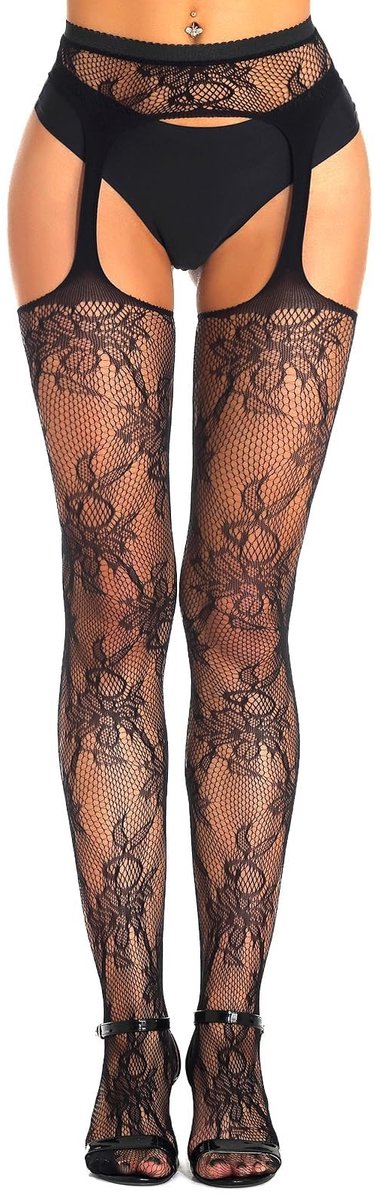SolidChoice - Plus Size Open Crotch Fishnet Garter Stockings - Sexy Pantyhose Set - Verleidelijk en comfortabel - Perfect voor speciale gelegenheden -