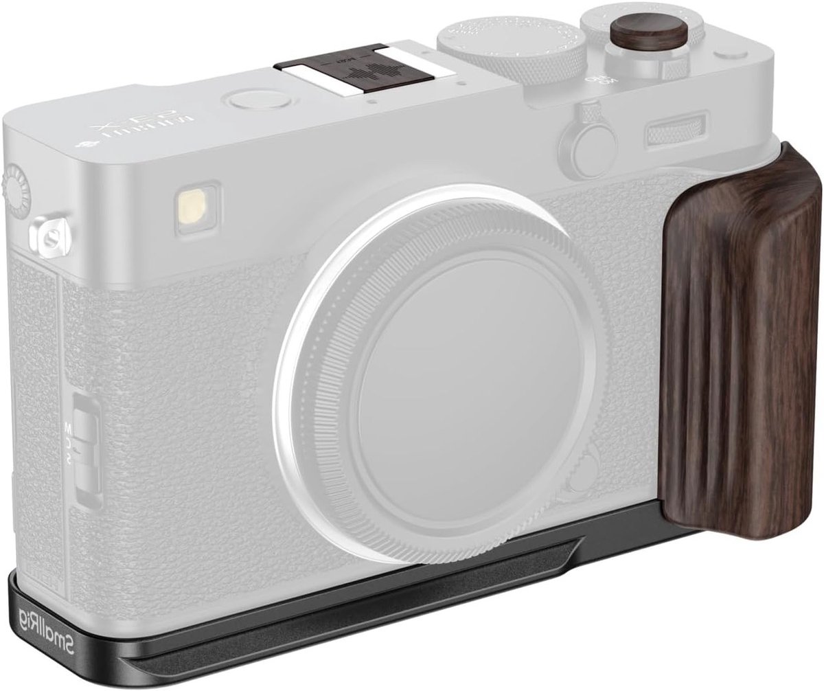 L-vormige montageschijf met houten handgreep voor FUJIFILM X-E5 - Stabiele camera ondersteuning, ergonomisch ontwerp en veelzijdige bevestigingsmogelijkheden