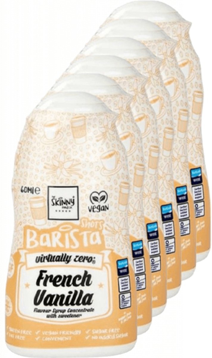 Skinny Foods Barista Syrup Shot (6x60ml) French Vanilla - Functionele voeding - Smaakstoffen/zoetstoffen
