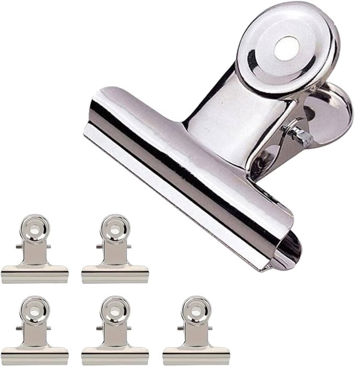 Set van 5 roestvrijstalen zakklemmen voor vershoudzakken, 31 mm