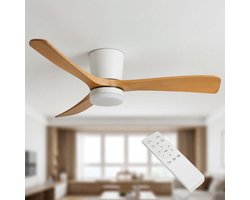 LED Plafondventilator | Hout Wit | 18W | 1440 lumen | CCT - Kleurwissel | Niet dimbaar