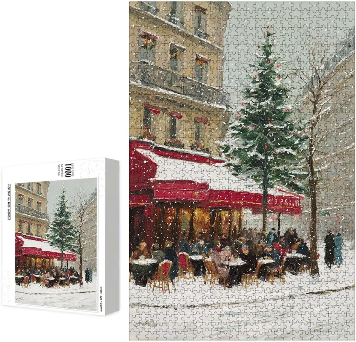 Houten Puzzel 1500 Stukjes - Steden Kerst Puzzel - Ontspannende Hobby - Duurzaam Lindhout Materiaal - 87x57 cm - Meerdere Kleuren