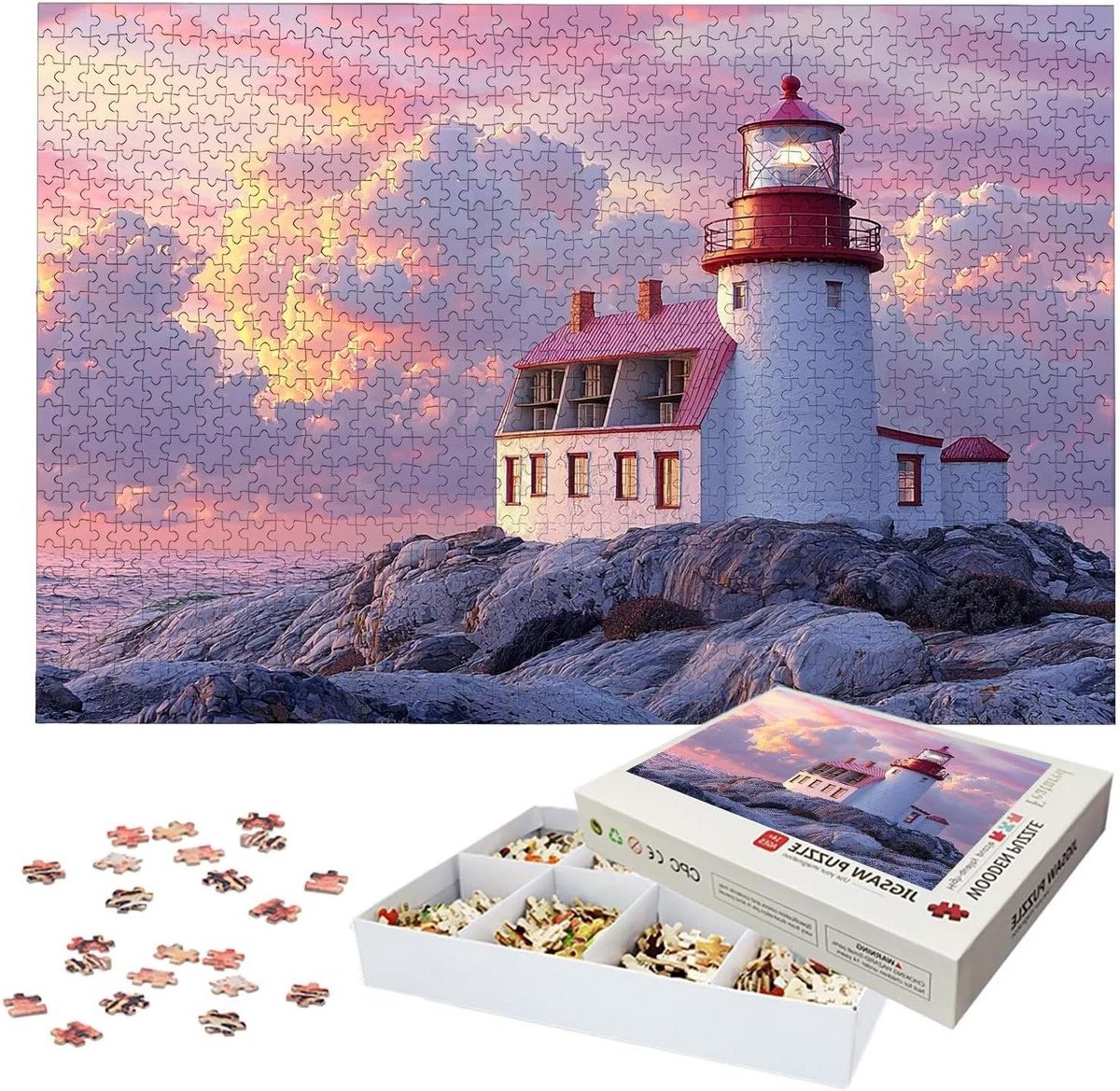 Houten Puzzel - Legpuzzel Volwassenen - Ontspanning en Concentratie - Lettermarkering op Rug - 122 x 81 cm - Meerkleurig
