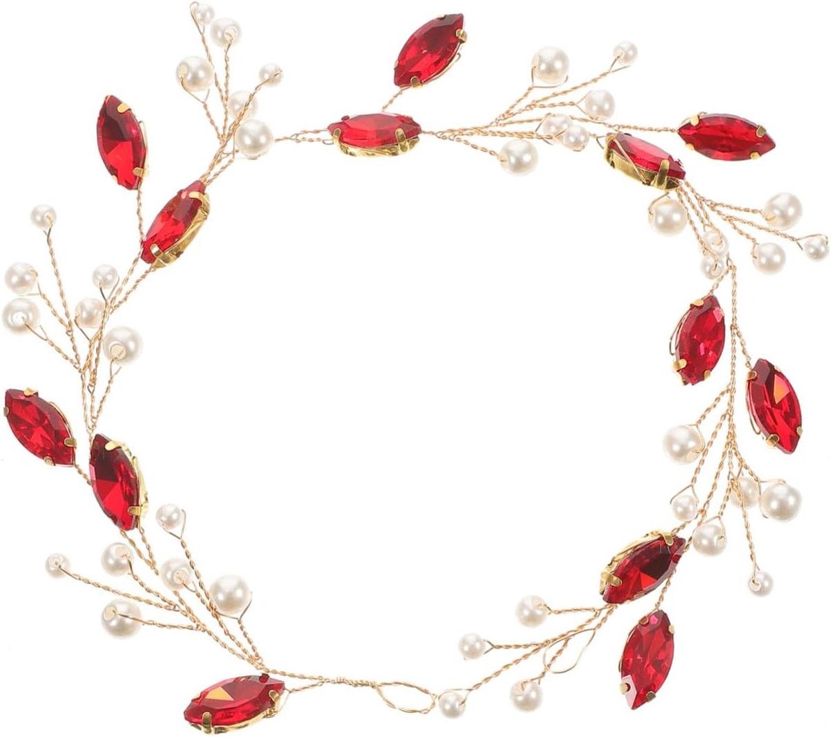 Bruids Hoofdtooi - Parel Haarband - Bruiloft Versieren - Zachte Kunstparels - 305 cm - Rood