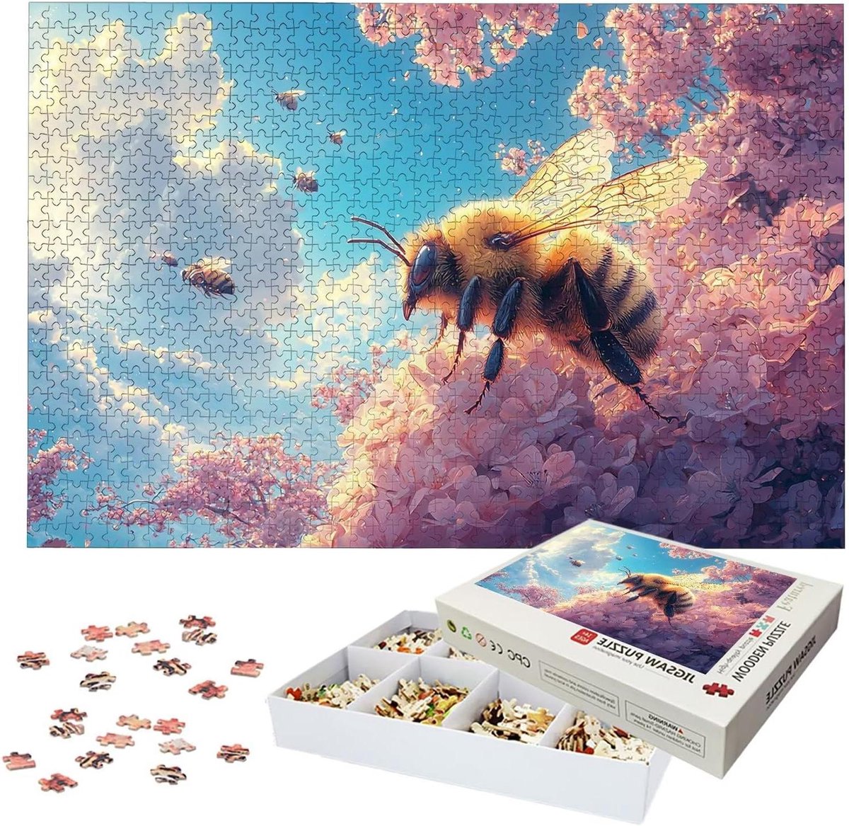 Houten Puzzel - 3000 Stukjes Puzzel - Ontspanning Thuis - Lettermarkering op Rug - 122 x 81 cm - Meerkleurig