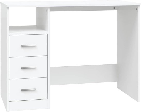vidaXL Bureau met lades 102x50x76 cm bewerkt hout wit