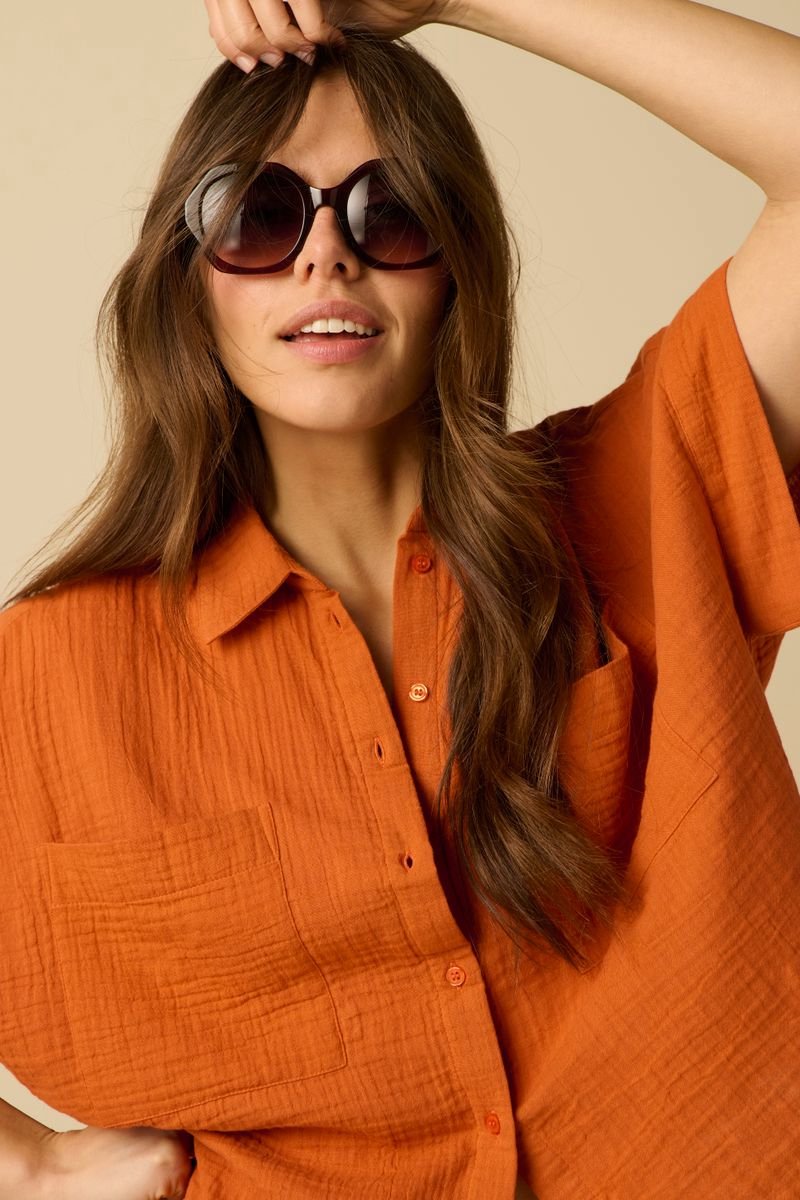 Sissy-Boy - Donkeroranje mousseline blouse