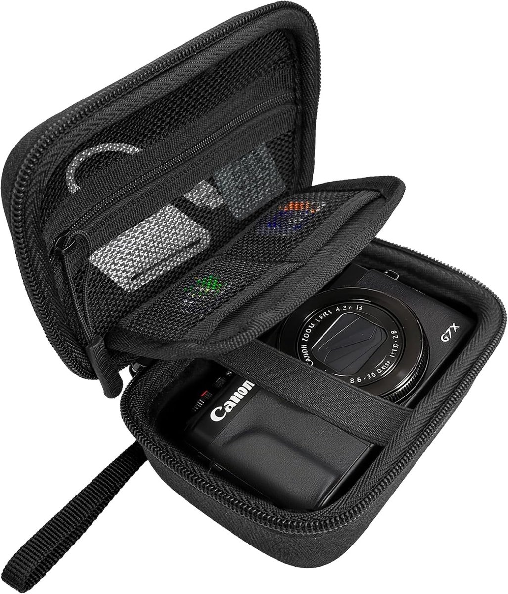 Sander Shop cameratas voor Canon PowerShot SX740 HS, Canon G7X Mark III Mark II, Kodak digitale camera fotocamera tas voor draagbare digitale camera fotocamera draagtas digitale cameratas, zwart, draagtas