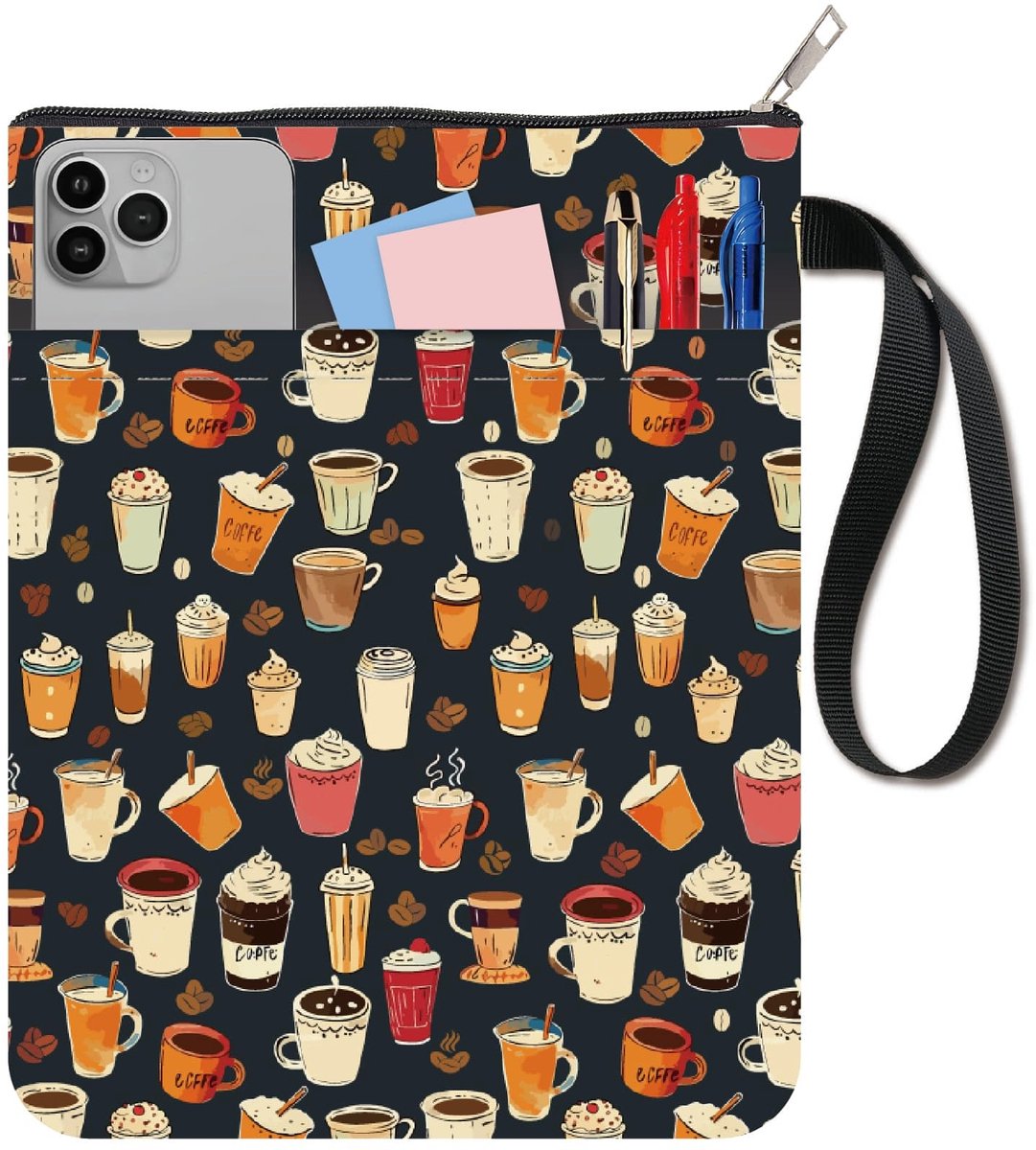 SPHProducts - Boekhoes Koffie - Beschermhoes voor Paperback - Met Rits en Extra Pocket - Geschikt voor boeken - Koffiekleur - Ideaal voor bescherming