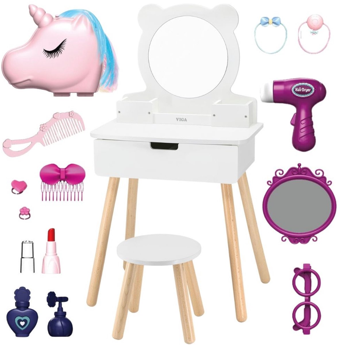 Viga witte kaptafel + accessoireset in salonstijl